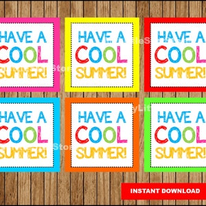 Tener etiquetas de regalo de verano geniales, etiquetas imprimibles de fin de año escolar, tarjeta de verano genial Descarga instantánea
