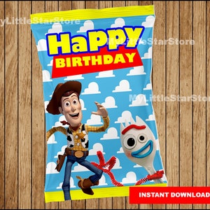 Toy Story Chip Bags, Printable Toy Story Forky Chip Bag, Toy Story party Favor bags Instant download