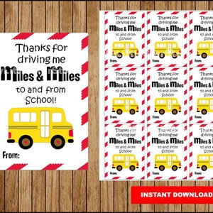 Cadeau de chauffeur d'autobus scolaire, étiquette-cadeau d'appréciation de l'enseignant, étiquettes-cadeaux de chauffeur d'autobus de l'enseignant Téléchargement instantané