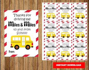 School Bus Driver Gift, Teacher Appreciation Gift tag, Teacher Bus Driver Gift Tags Instant download