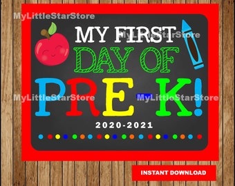 First Day Of Pre-K Sign, Printable First Day, Back To School Sign Instant download