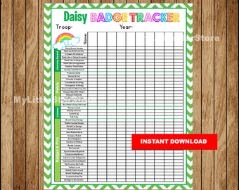 Daisy Troop Badge Tracker, Girl Scouts Daisy Badge Tracker Instant download