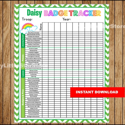 Printable Daisy Troop Badge Tracker Girl Scouts Daisy Badge Etsy