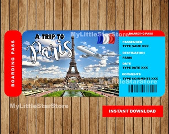 Printable Ticket to Disneyland Paris Boarding Pass Surprise Vacation ...