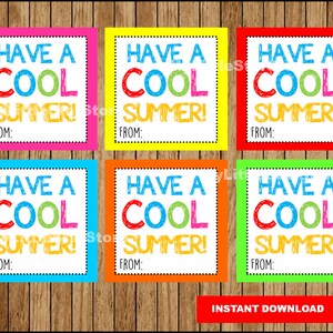 End of the school year Tags, Printable Have a Cool Summer Gift Tags, Cool Summer card Instant download