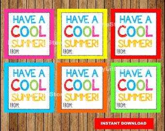 End of the school year Tags, Printable Have a Cool Summer Gift Tags, Cool Summer card Instant download