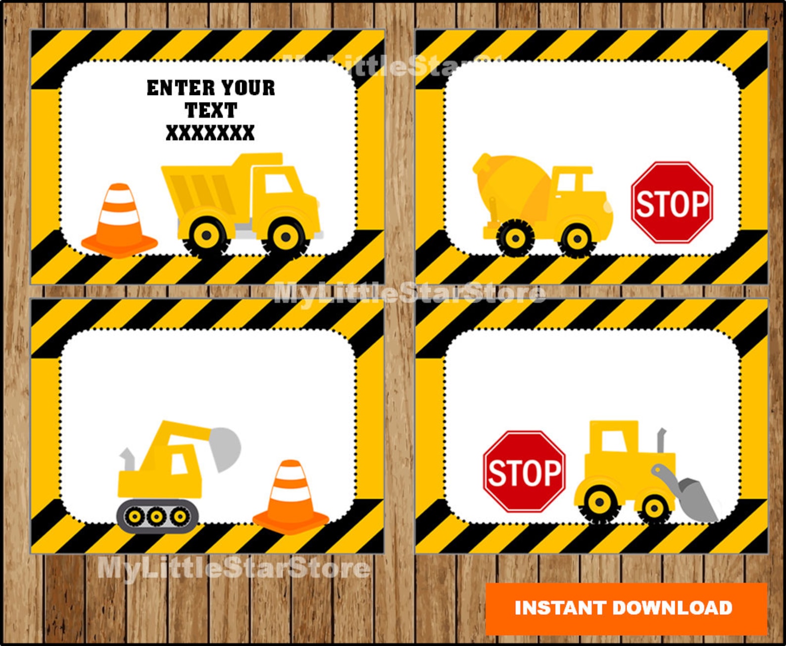 Construction Book Labels Printable Construction Party tags Etsy