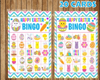 Frohe Ostern Bingo Spiel 20 Karten, druckbare Oster Bingo Karten, Spiel für die Osterparty Sofort download