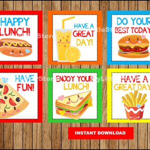 Lunch Box Notes , Printable Lunch Box Notes for Kids, Printable note cards Instant download