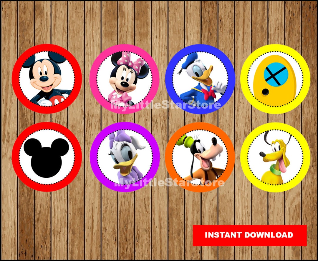 Mickey Mouse Cupcakes Toppers, Printable Mickey Mouse Toppers, Mickey ...