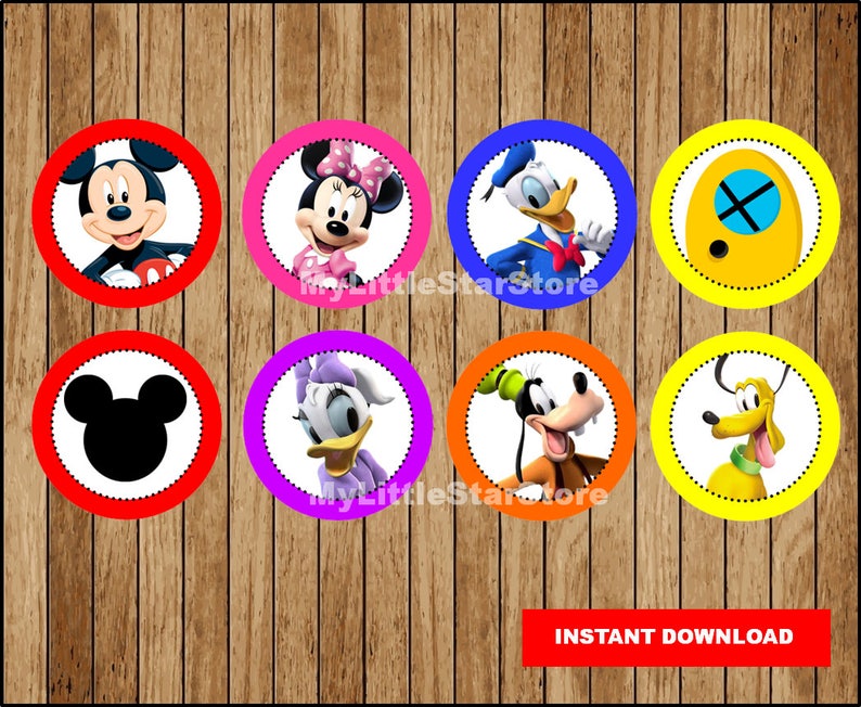 Mickey Mouse Cupcakes Toppers, Printable Mickey Mouse Toppers, Mickey ...