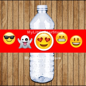 Emoji Bottle Labels, Printable Emoji Water Bottle Labels, Emoji Party ...
