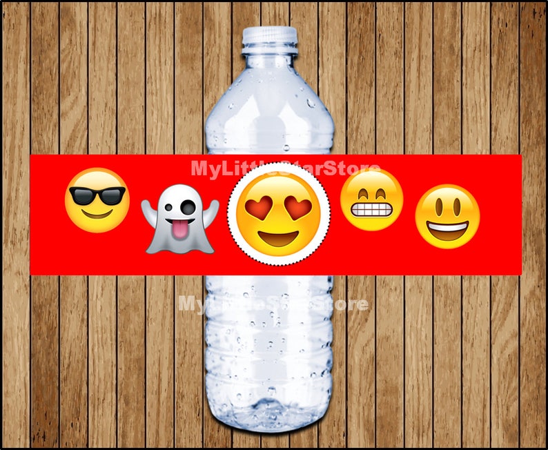 Emoji Bottle Labels Printable Emoji Water Bottle Labels Etsy