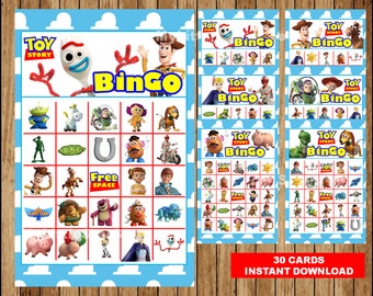 Toy Story 4 Bingo 30 Cards, Printable Toy Story Bingo game, Toy Story party Bingo cards Instant download