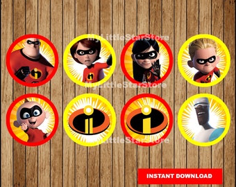 Incredibles Cupcakes Toppers, afdrukbare The Incredibles Toppers, The Incredibles party Toppers Instant download