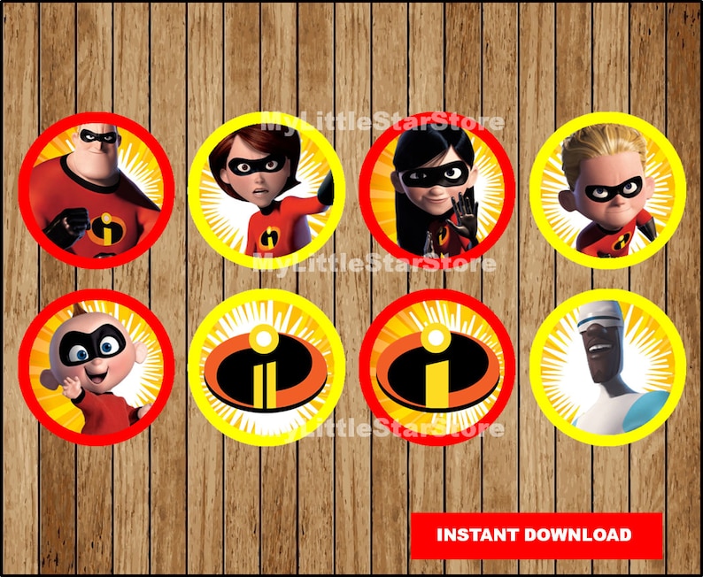 Incredibles Cupcakes Toppers Printable the Incredibles - Etsy