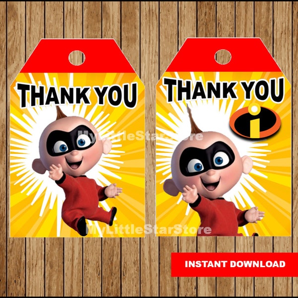 Incredibles Jack-Jack Thank you tags, Printable The Incredibles tags, The Incredibles party tags Instant download