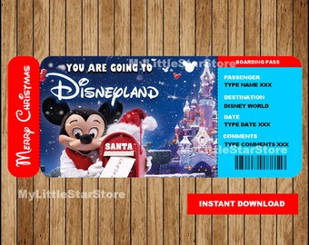 Printable Ticket to Disneyland Paris Boarding Pass Surprise Vacation ...
