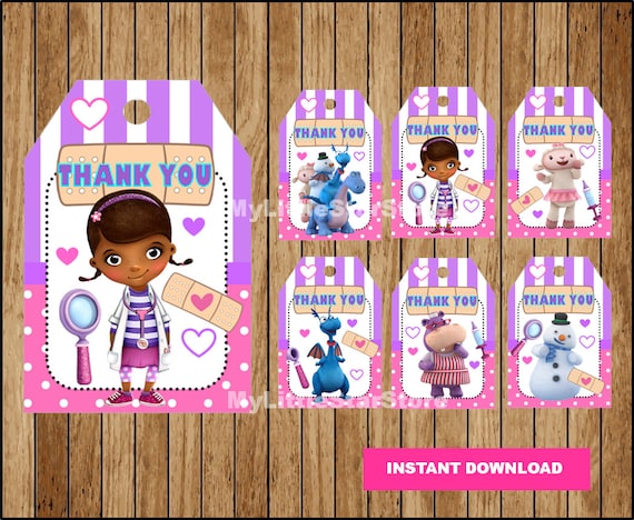 Doc Mcstuffins Thank You Tags Printabledoc Mcstuffins Tags - Etsy