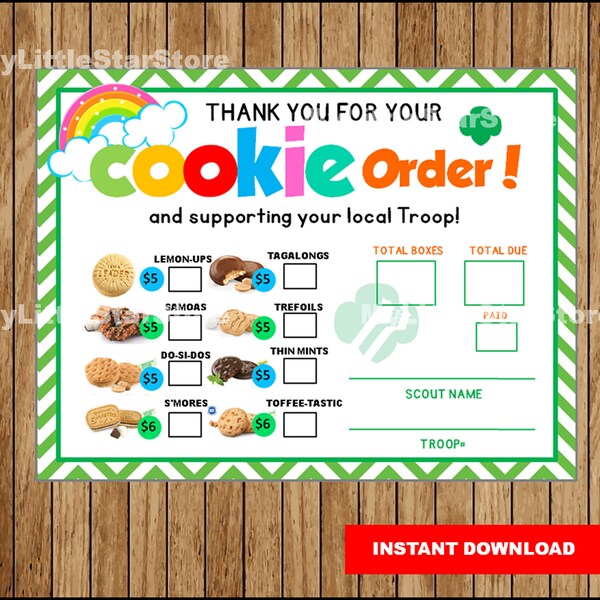 Girl Scout Cookies Order Forms Etsy