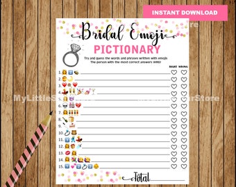 Juego de Pictionary Emoji de boda de despedida de soltera, Pictionary EMOJI, rosa y oro, imprimibles de despedida de soltera diy, descarga instantánea