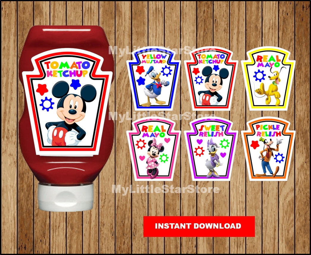 Mickey Mouse Condiments Bottle Wrappers, Printable Mickey Mouse ...