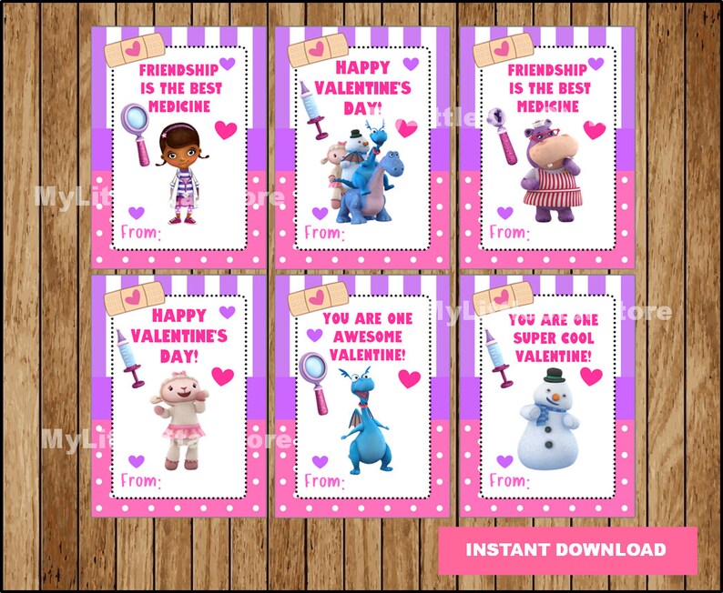 Doc McStuffins Valentine's Day Cards Printable Doc Etsy