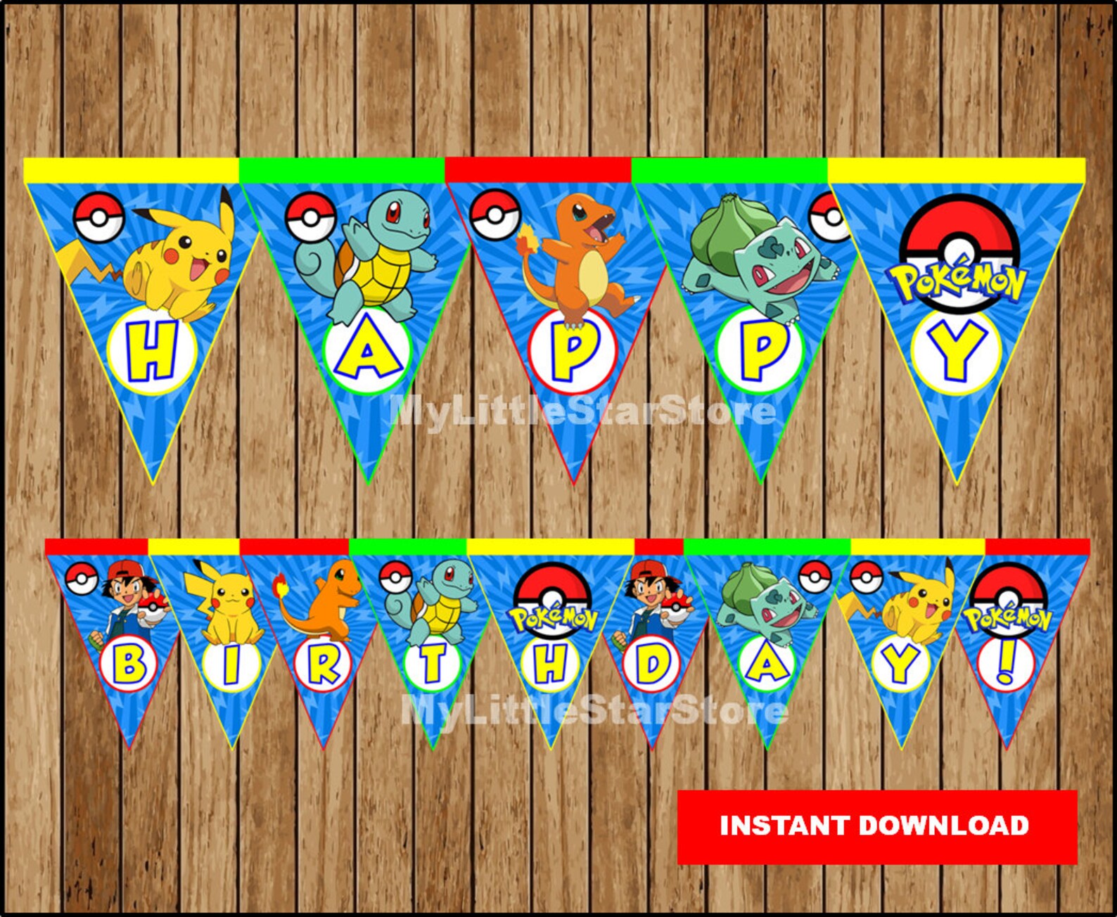 Pokemon Banner Printable Pokemon Triangle Banner Pokemon | Etsy