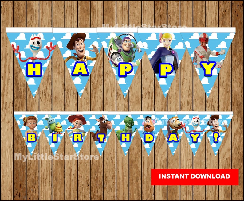 Toy Story 4 Banner, Printable Toy Story Triangle Banner, Toy Story ...