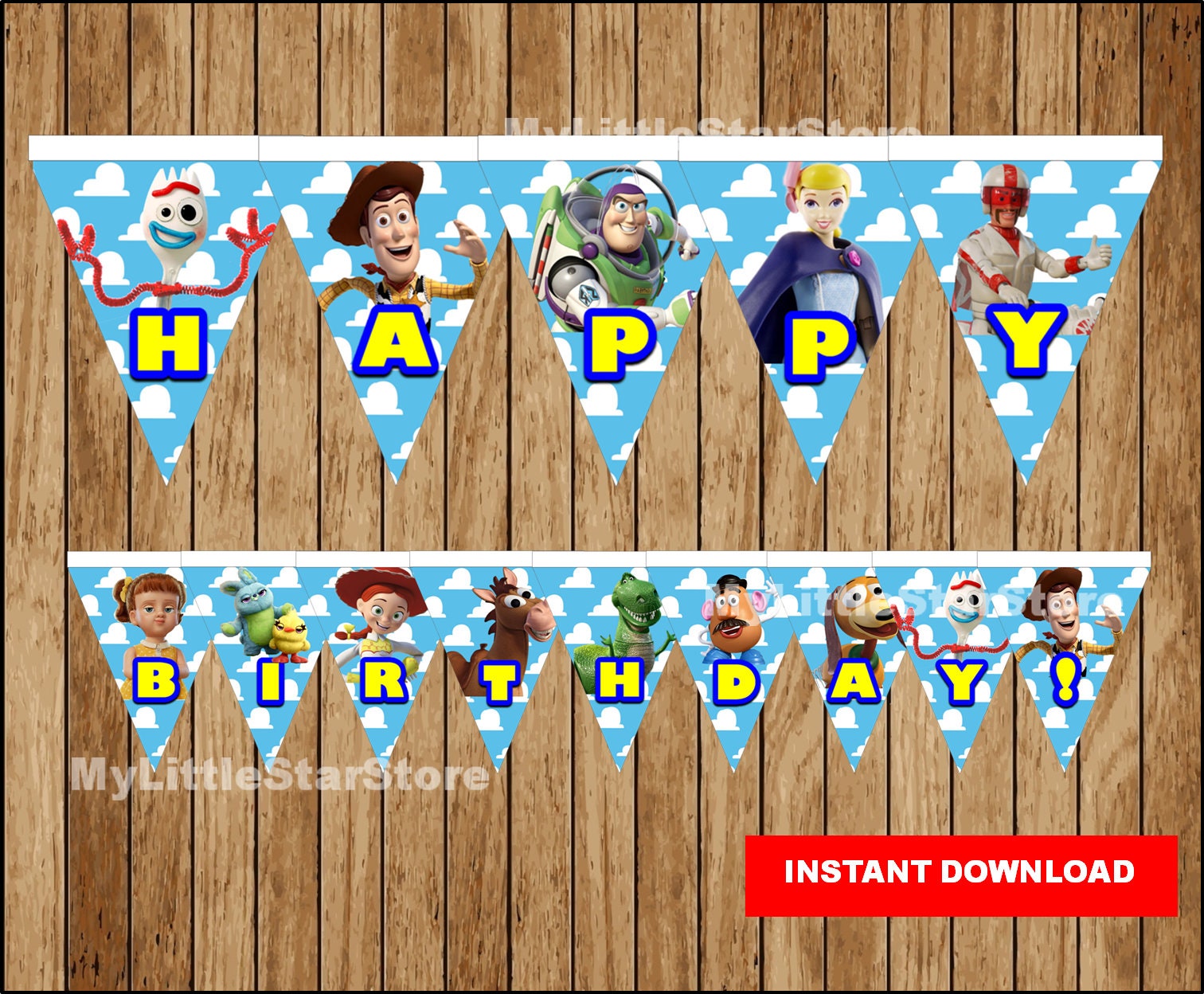 Toy Story 4 Banner, Printable Toy Story Triangle Banner, Toy Story