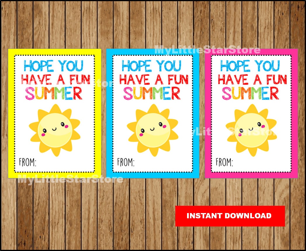 End of School Year Gift Tag, Printable Fun Summer Tags, Kids Tags for school, End of Year Favor Tag, Summer card Instant download