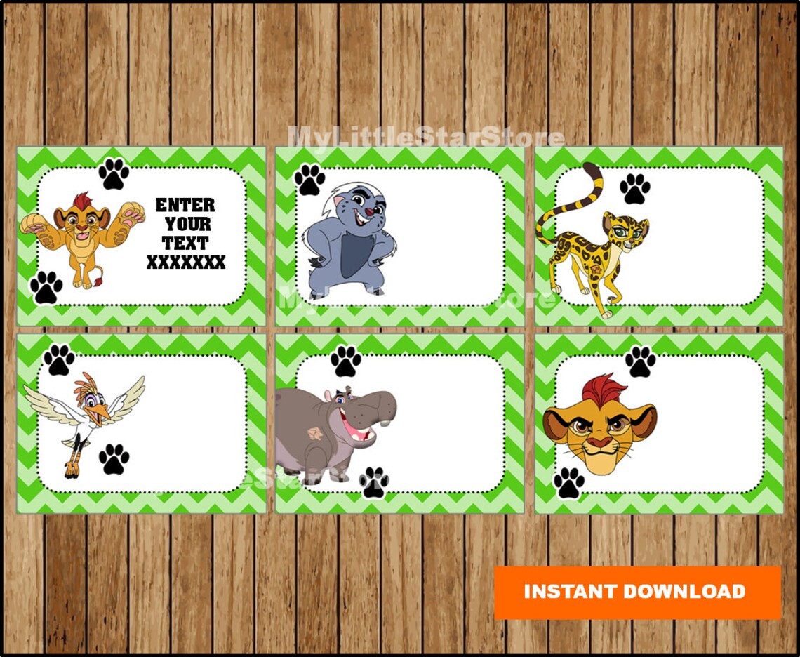 Lion Guard Book Labels Printable Lion Guard Party Tags - Etsy