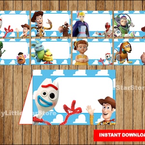 Toy Story 4 Essensetiketten, druckbare Toy Story Essenszeltkarten, Toy Story Party Essensetiketten Sofortiger download