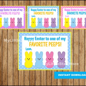 Easter Favorite Peeps Tag, Happy Easter to One of My Favorite Peeps , Happy Easter tags Instant download