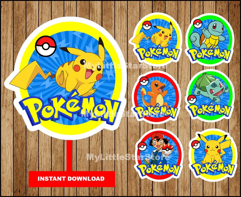 Pokemon centerpieces Pokemon Printable centerpieces Pokemon | Etsy