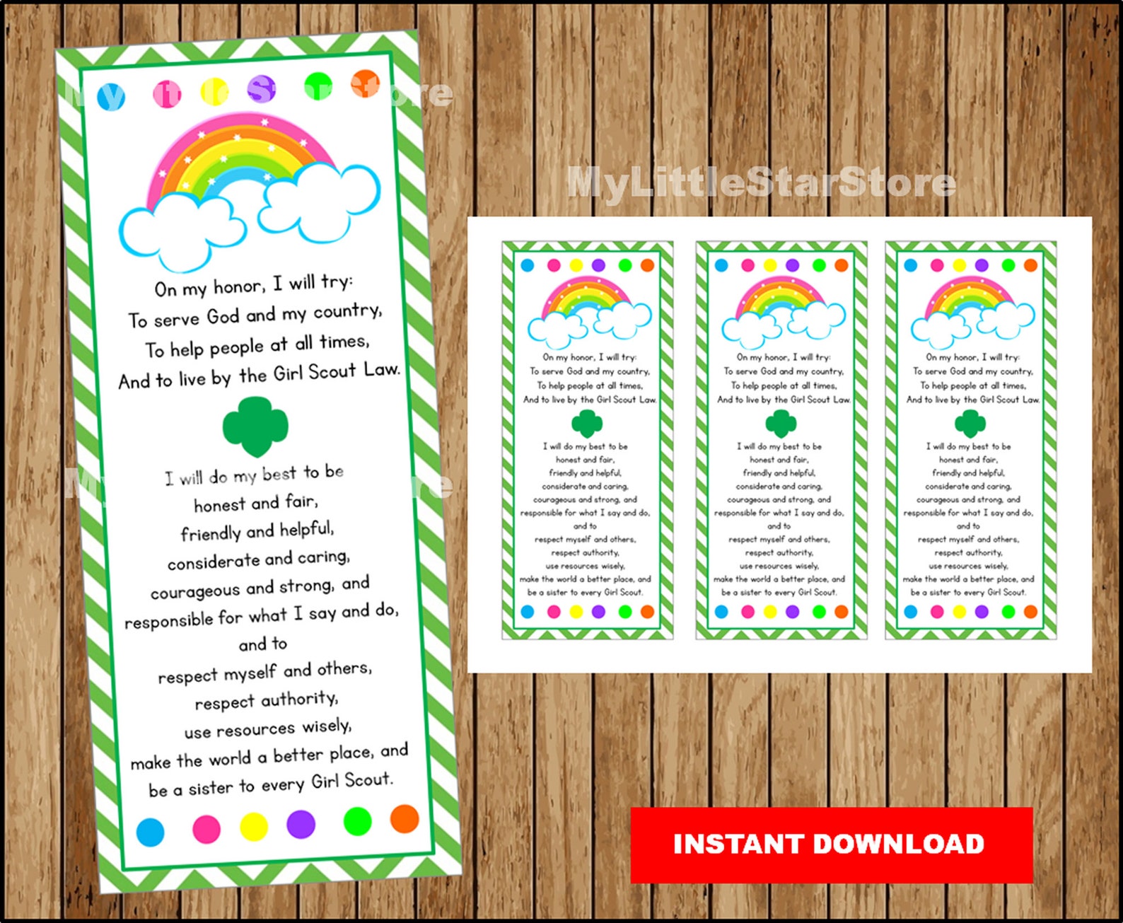 Girl Scout Promise Printable Scout Bookmark Scout Promise | Etsy