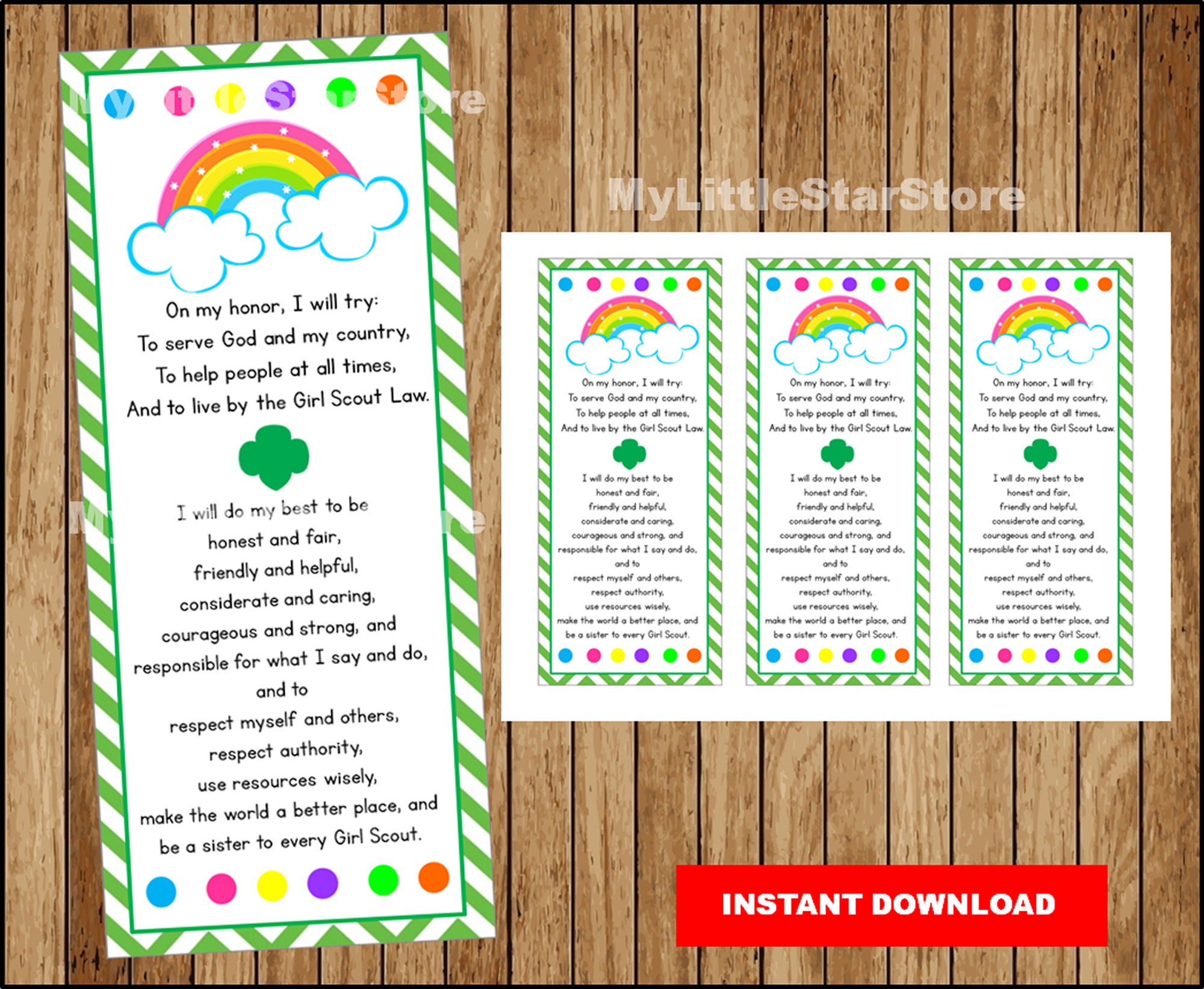 Girl Scout Promise, Printable Scout Bookmark, Scout Promise Bookmark …