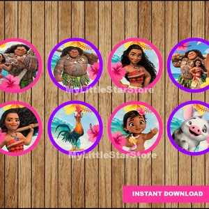 Moana Cupcakes Toppers, Printable Moana Toppers, Moana party Toppers Instant download