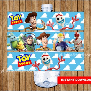 Toy Story 4 bottle labels, Printable Toy Story 4 water bottle labels, Toy Story party water labels Instant download