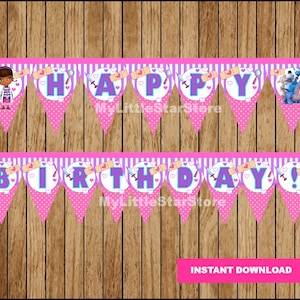 Doc McStuffins Banner, Printable Doc McStuffins Triangle Banner, Doc McStuffins party Banner Instant download