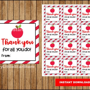 Leraar waardering cadeau tag, Apple cadeau tag, Apple leraar waardering tag, leraar waardering tag Direct downloaden
