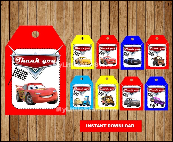 disney cars thank you tags