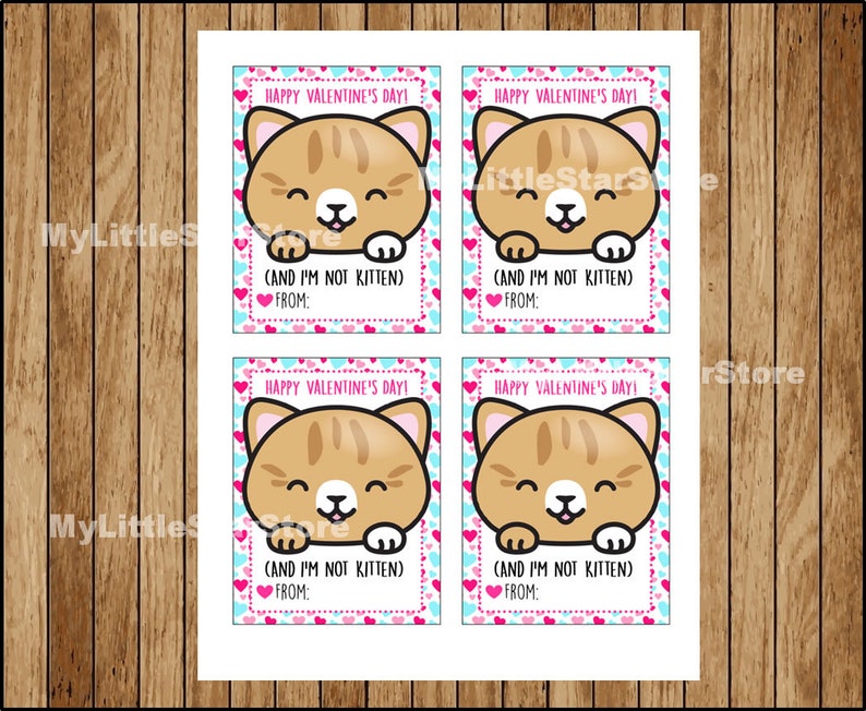 Cat Valentine Cards Kitten Valentines Printable Cards - Etsy