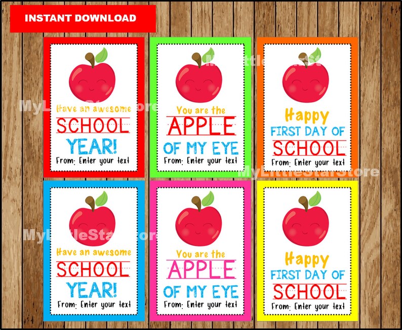 Back to School Gift Tag, Apple Back to School Tags, Teacher Gift Tags ...