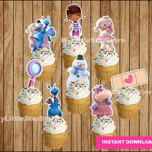 Doc McStuffins Cupcakes Toppers, Printable Doc McStuffins Cupcake Picks, Doc McStuffins Toppers Instant download