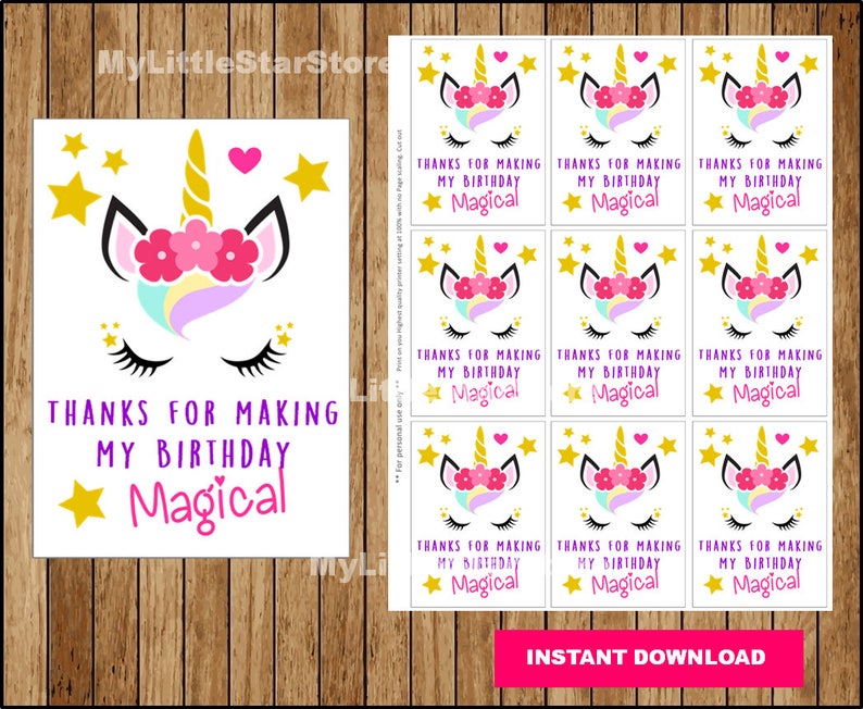 printable unicorn tags unicorn thank you tags unicorn party etsy