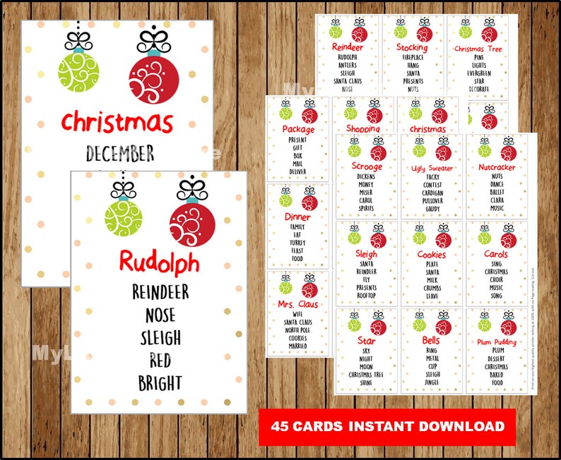 Christmas Taboo game Printable Christmas Party Game | Etsy
