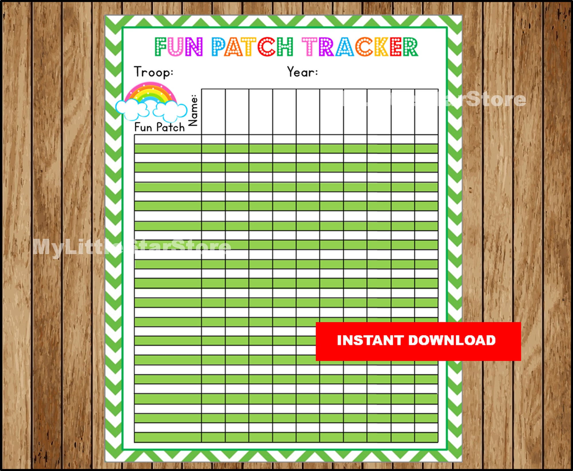 Girl Scouts Fun Patch Tracker Printable Fun Patch Tracker Instant download
