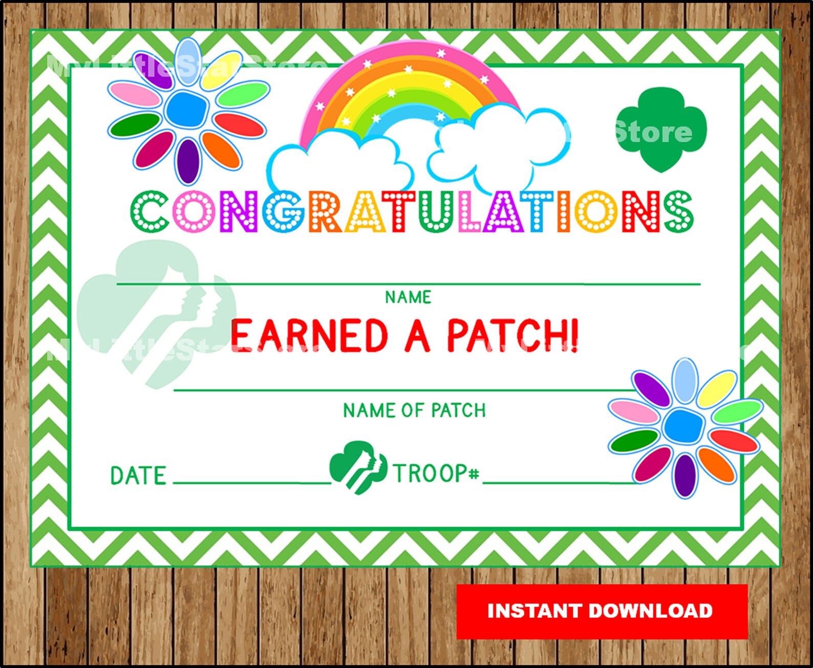 Girl Scouts Patch Certificate Printable Daisy Girl Scouts Etsy