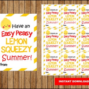 Easy Peasy Lemon Squeezy Teacher Gift tag, Funny Teacher Appreciation Gift tag, Lemon Drink Teacher Tag Instant download